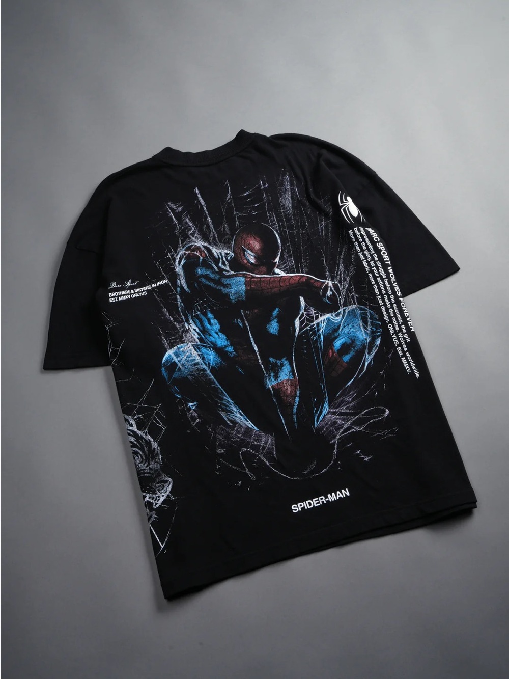 NIGHT SPIDER SIDE-BY-SIDE SERIES PREMIUM OVERSIZED TEE IN BLACK